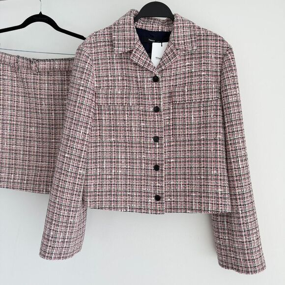 Theory Tweed Blazer Skirt Suit Set 10 & 12 Quiet Luxury Elegant Old Money Blair - Picture 2 of 8